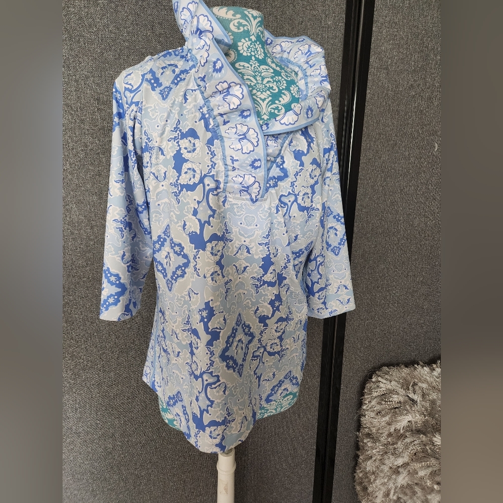 Gretchen Scott Designs Blue and White Top